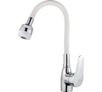 Смеситель для кухни Melodia della vita ostessa картридж д.40мм., гибкий излив с лейкой 2 режимабелый/хром mdv40616white 10655