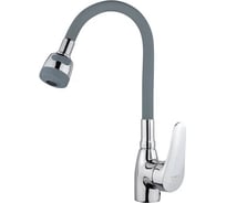 Смеситель для кухни Melodia della vita ostessa картридж д.40 мм., гибкий излив с лейкой 2 режима серый/хром mdv40616gray 10654