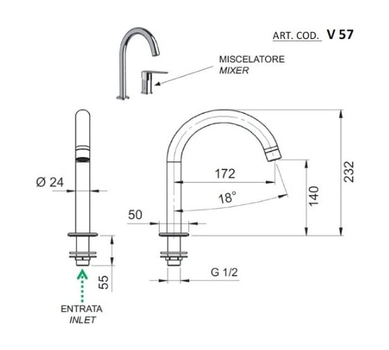 Смеситель для раковины REMER Vanity V57