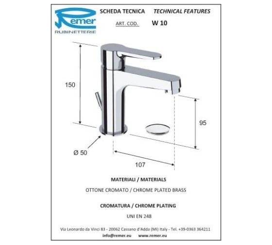 Смеситель для раковины REMER Winner W10