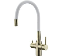 Смеситель для кухни Paulmark SALIX бронза, белый шланг Sa213419-BRw