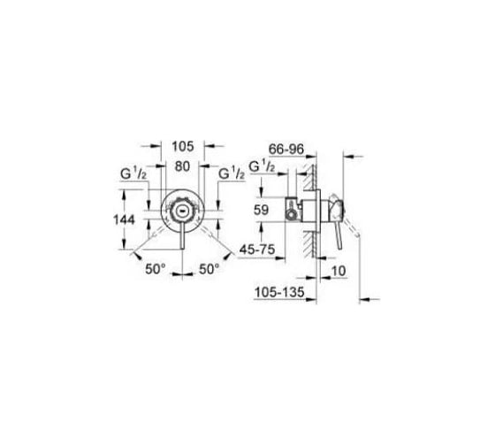 Готовый комплект для гигиенического душа GROHE встраиваемый смеситель, гигиенический набор, хром 124902 00000065494