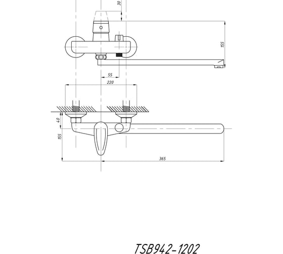 Смеситель для ванны Tsarsberg тип См-ВУОРНШлА TSB-942-1202