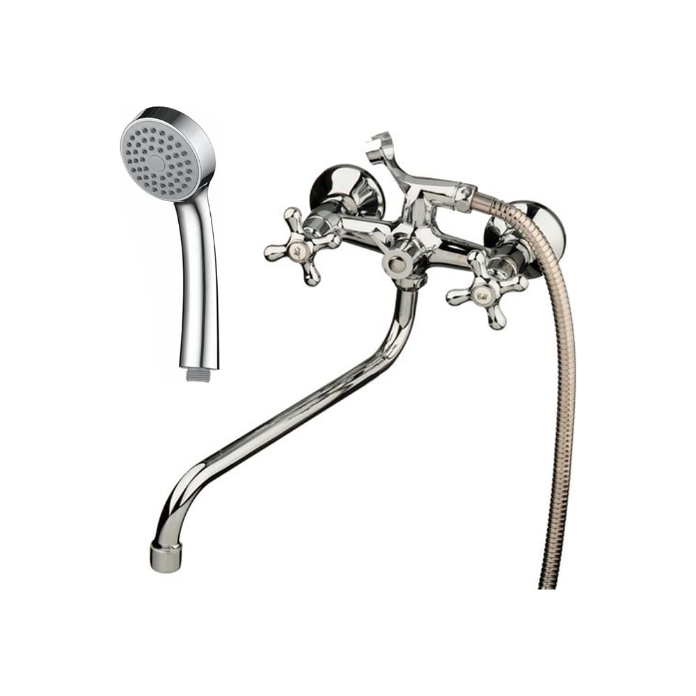 Смеситель для ванны MELODIA galateo rus длинный излив, люкс крест ...