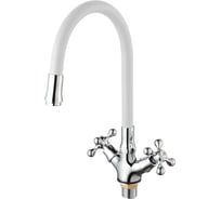 Смеситель для кухни D-Lin с гибким силиконовым изливом, белый D153810-3