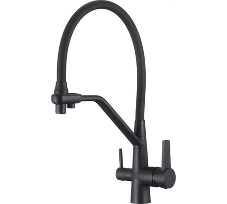 Смеситель для кухни D-Lin с подключением фильтра питьевой воды и гибким изливом, черный D159317-A