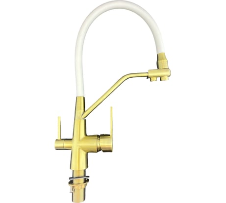 Смеситель для кухни Rainsberg корпус цвета бронза с гибким белым изливом, однорычажный, с отдельным выходом под фильтр R603CQ-0