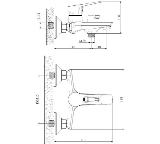 Смеситель для ванны без аксессуаров ESKO Rabat RA 54 w/a