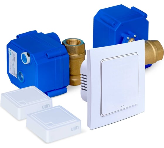 Система защиты от протечек Ujin Water Control (2 беспроводных датчика + 2 шаровых крана 1/2 ''+ контроллер) wi-fi/управление через приложение S-ALP-01