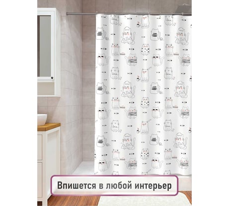 Шторка для ванной комнаты FORA FOR-PH-CATS