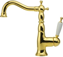 Смеситель для раковины Migliore OXFORD ручка белая, золото 19172
