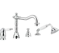 Смеситель на борт ванны Migliore OXFORD на 4 отверстия, ручка белая, хром 19125