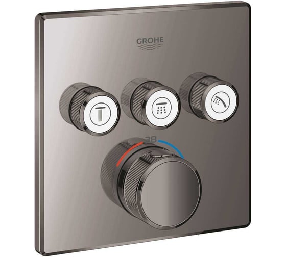 Термостат для ванны/душа Grohe Grohtherm SmartControl квадратная розетка, темный графит глянец 29126A00