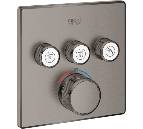 Термостат для встраиваемого монтажа на 3 выхода Grohe Grohtherm SmartControl темный графит матовый 29126AL0