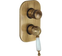 Смеситель Migliore OXFORD скрытого монтажа, 4-х позиционный, с девиатором, ручка белая, бронза 19100