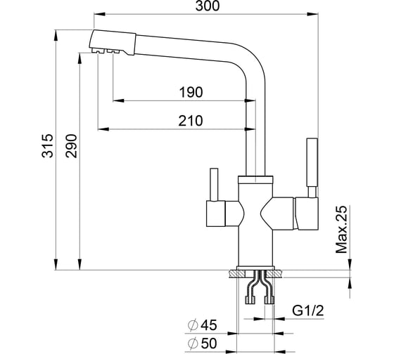 Смеситель для кухни Point серый PN3103AL