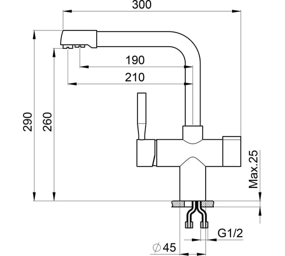 Смеситель для кухни Point черный PN3104B