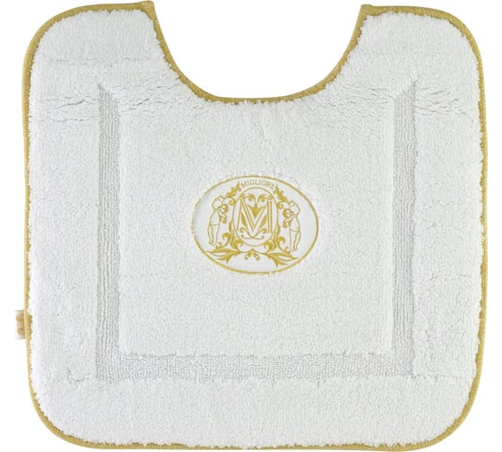 Коврик для WC Migliore 60x60 см., вышивка логотип, белый, окантовка золото 31921 1