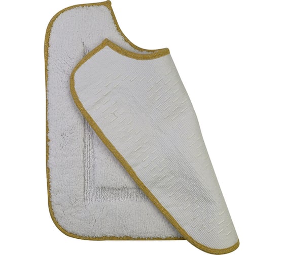Коврик для WC Migliore 60x60 см., вышивка логотип, белый, окантовка золото 31921
