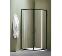 Душевое ограждение SANTREK AQUA Lea-R-900-C-Matt Black 900х900х1850 мм, радиус, стекло прозрачное 5 мм, профиль чёрный 308505