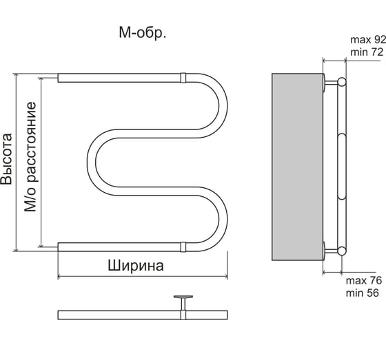 Полотенцесушитель Terminus М-обр AISI 32x2 600x600 4620768881213