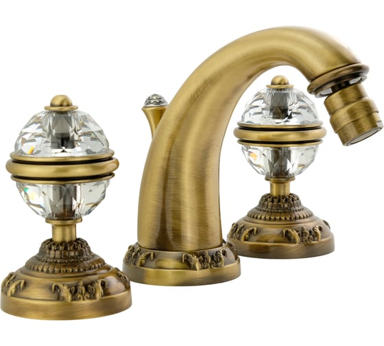 Смеситель для биде Migliore CRISTALIA на 3 отв., ручки CRYSTAL, бронза 18579