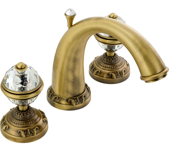 Смеситель для раковины Migliore CRISTALIA на 3 отв., ручки CRYSTAL, бронза 18583