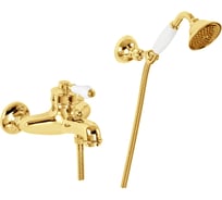 Смеситель для ванны Migliore ERMITAGE внешний, ручка белая, золото 18627