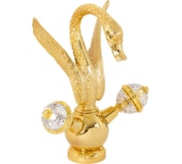 Смеситель для раковины Migliore LUXOR лебедь малый h29 см, ручки CRYSTAL, золото 27191