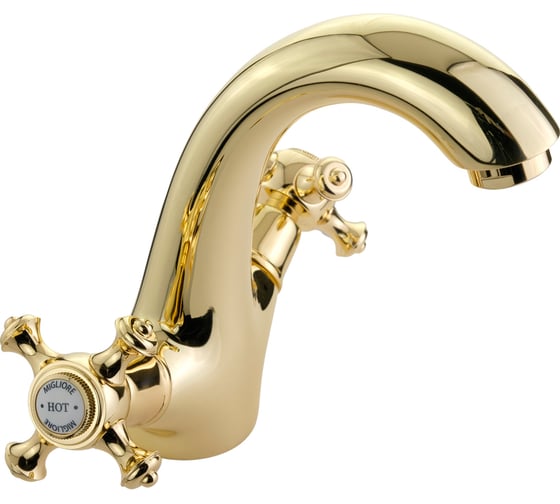 Смеситель для раковины Migliore PRESTIGE донный клапан "click-clack", золото 31601