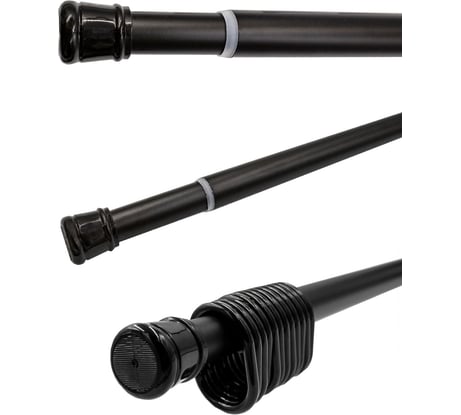 Карниз для ванной 122x218 (черный матовый + черные кольца) Bath Plus KKAK-005M