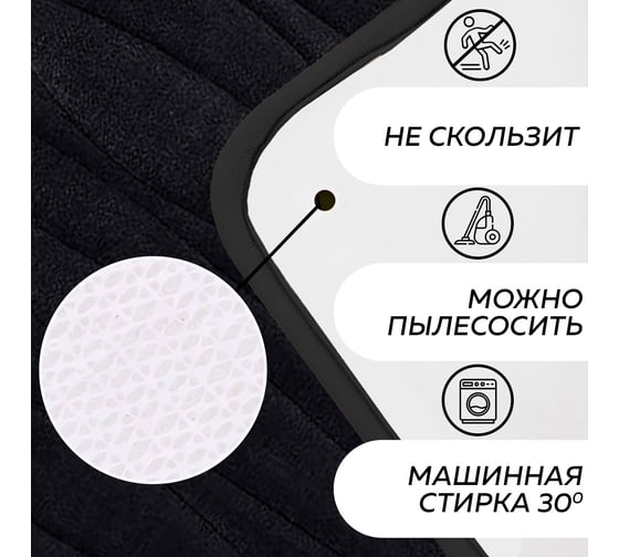Набор ковриков для ванной Ridberg 40x60 см 50x80 см волна, черный, коралловый флис 1211331