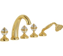 Смеситель на борт ванны Migliore CRISTALIA на 5 отв., ручки CRYSTAL, золото 27182