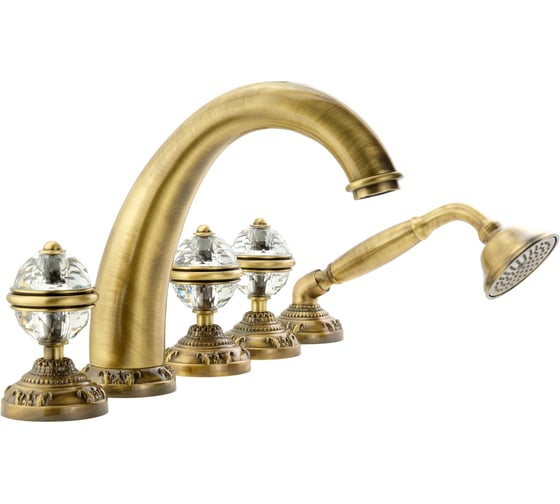 Смеситель на борт ванны Migliore CRISTALIA на 5 отв., ручки CRYSTAL, бронза 18581