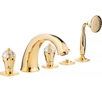 Смеситель на борт ванны Migliore KORONA на 5 отв., ручки CRYSTAL, золото 27322
