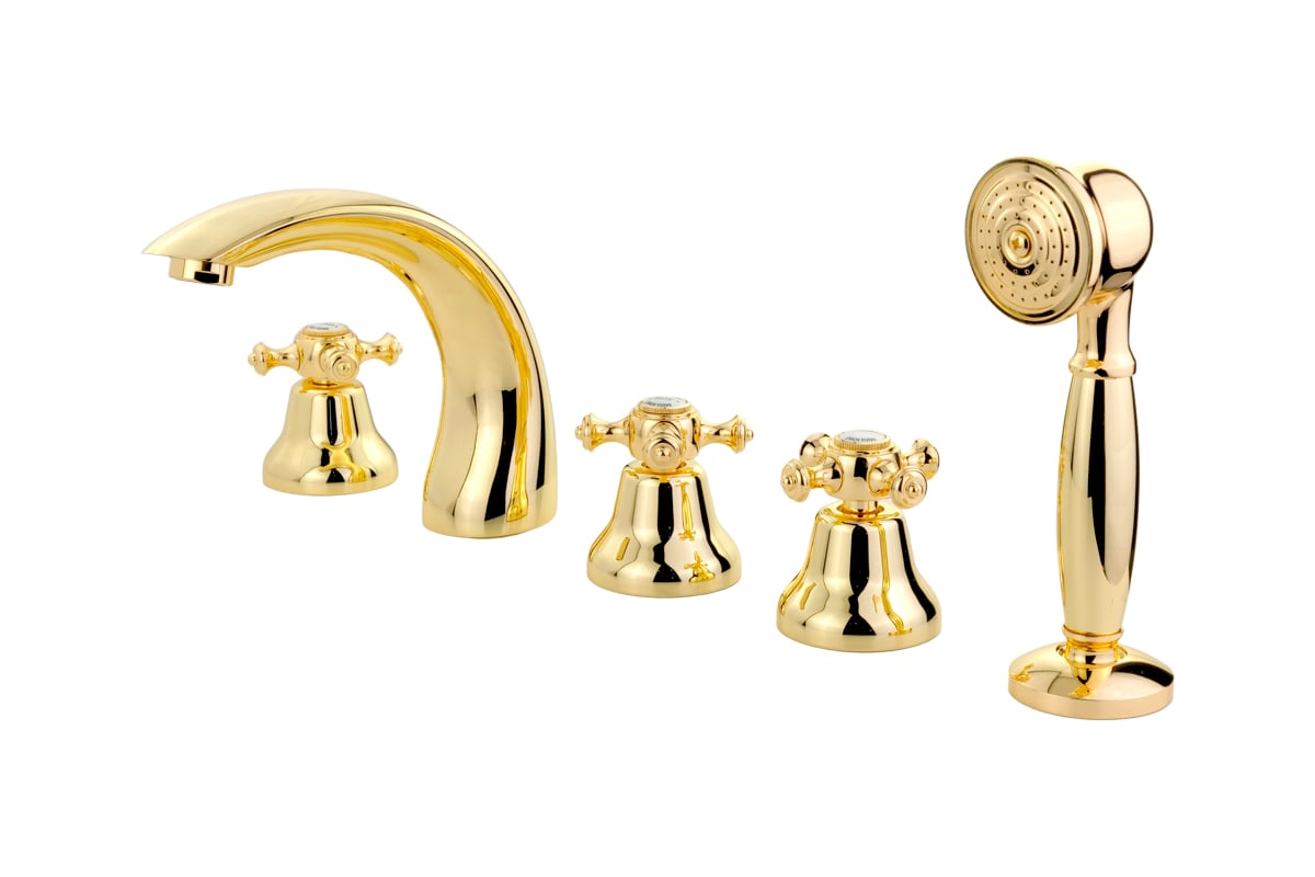 Смеситель на борт ванны Migliore PRESTIGE на 5 отв., золото 31610 ...