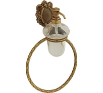 Дозатор жидкого мыла Migliore CLEOPATRA настенный с кольцом, стекло прозрачное с матовым декором/бронза 16627