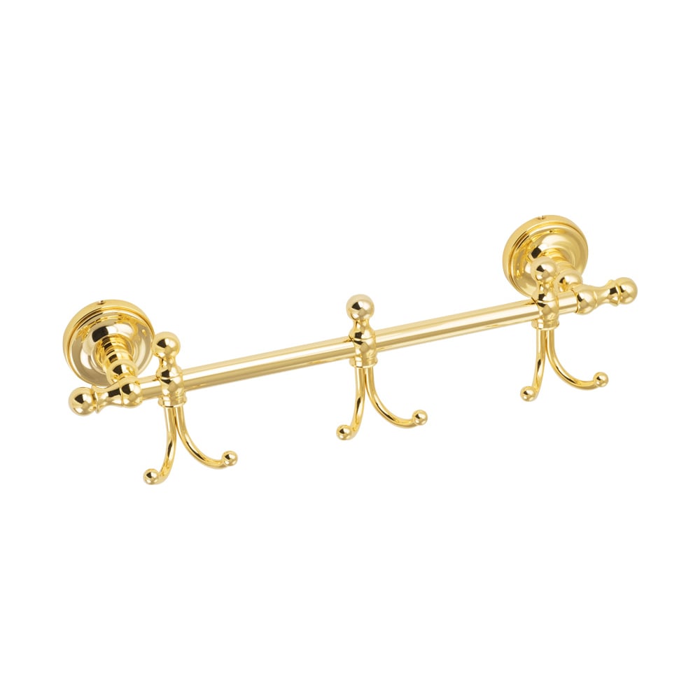 Планка с 3-мя двойными крючками Migliore MIRELLA L36 см, золото 24914 ...