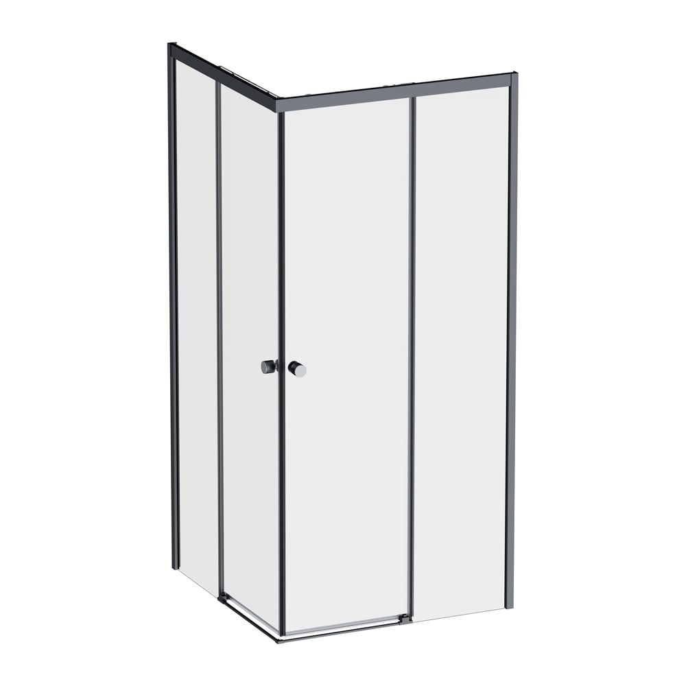 Душевое ограждение AM.PM X-Joy Square Slide 90x90, черный, прозрачное ...
