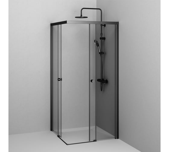 Душевое ограждение AM.PM X-Joy Square Slide 90x90, черный, прозрачное W94G-403-9090-BТ