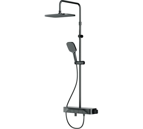 Душевая система AM.PM Func смеситель-полка для ванны и душа, душевая штанга, верхний душ квадратный, ручной душ, черный F078F722