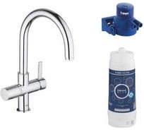 Смеситель для мойки Grohe Blue pure без электр, для смешивания и фильтрации воды 33251000 с голов для фильтр 64508001 и 5 ступ фильтр 40404001 хром 119711 00000089166