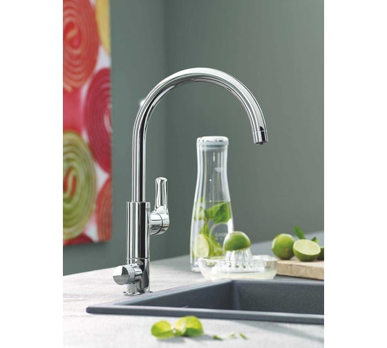 Смеситель для кухни Grohe Blue pure eurosmart с функцией фильтрации 31722000 64508001 40404001 хром 119708 00000078576