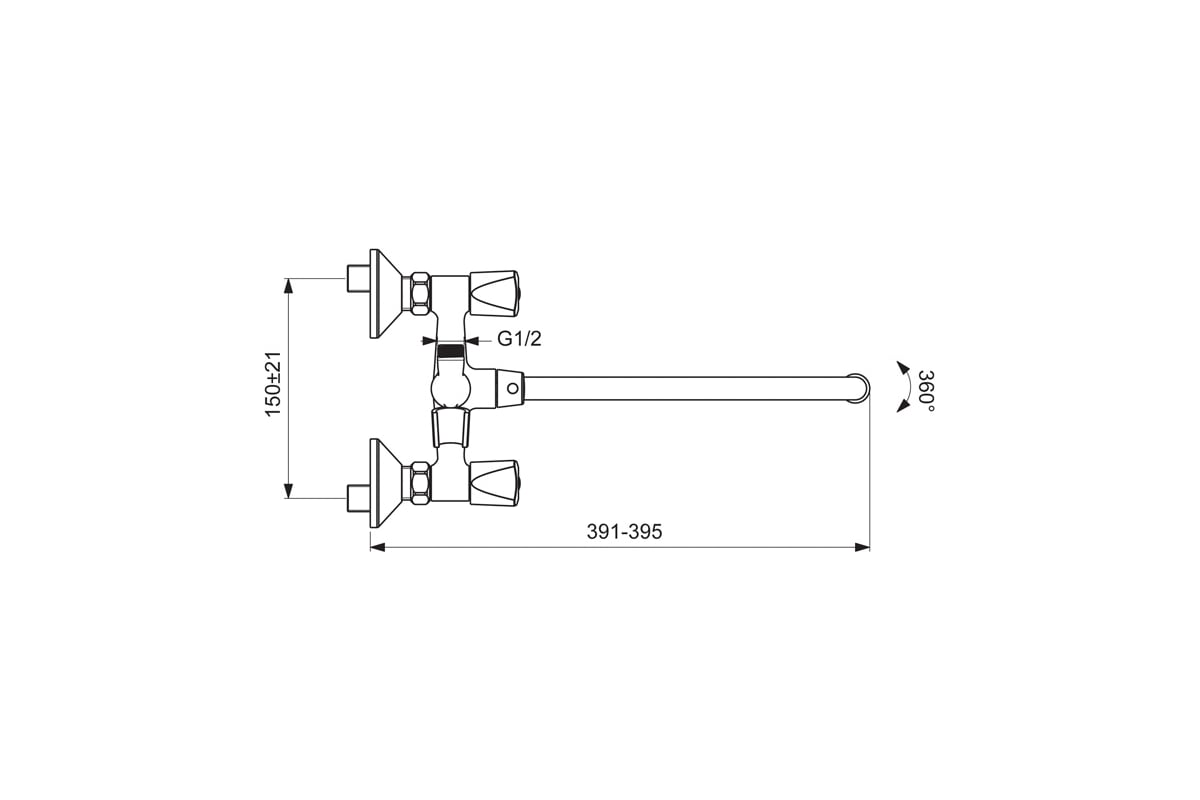 Двуручковый смеситель для ванны VIDIMA Видима Практик BA343AA ...