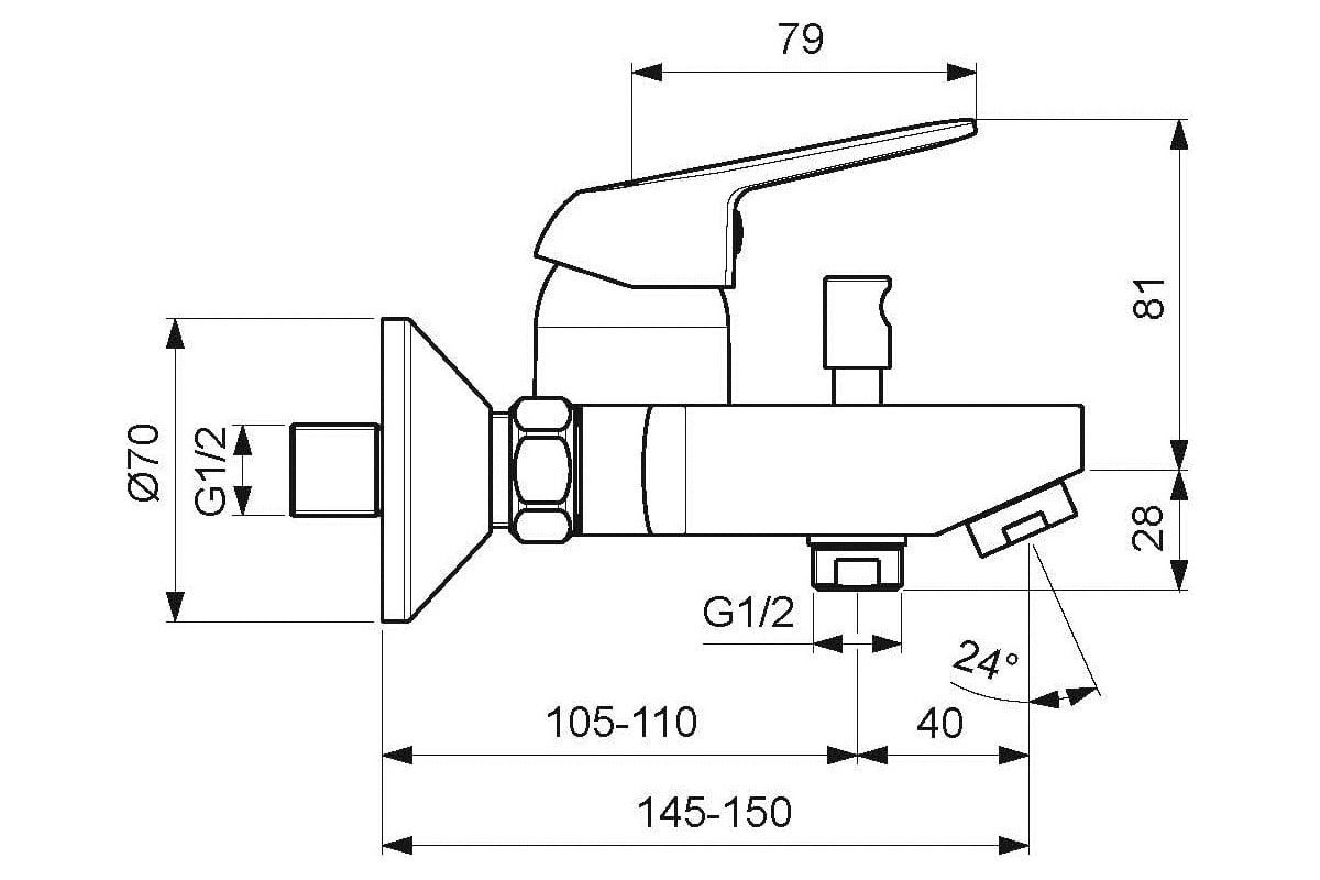 Настенный смеситель для ванны/душа VIDIMA Видима Файн BA388AA ...