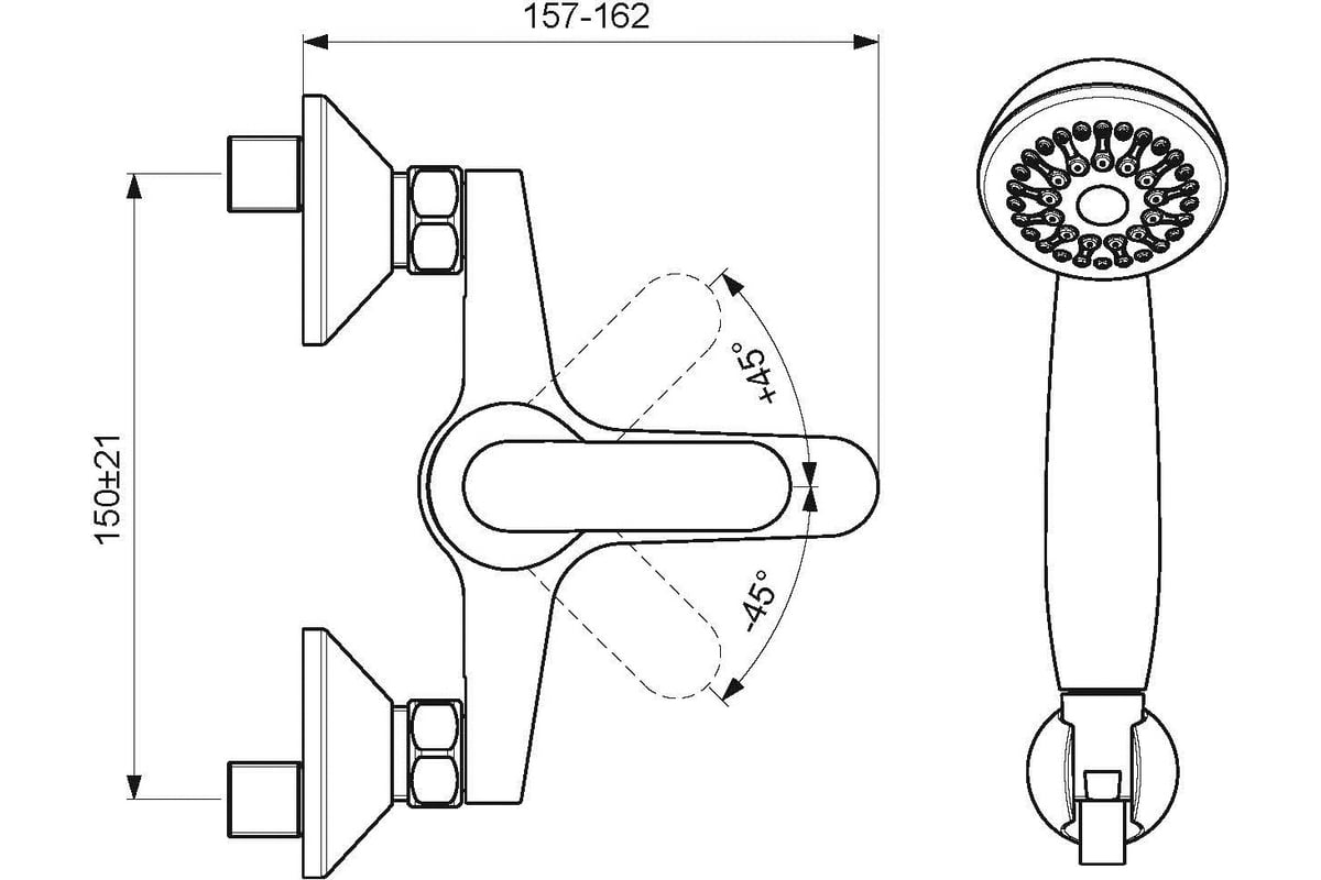 Настенный смеситель для ванны/душа VIDIMA Видима Файн BA388AA ...