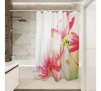 Штора для ванной Сантис тканевая 90 г/кв.м pe-305 (цветы) 180x180 см 025120