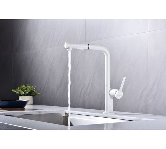Смеситель для кухни Paulmark Neo, белый матовый Ne214419-431
