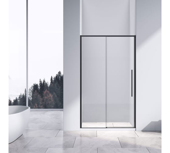 Душевая дверь VINCEA slim-n 1400, черный, стекло прозрачное VDS-4SN140CLB 1