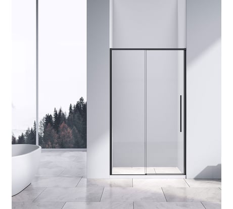 Душевая дверь VINCEA slim-n 1300, черный, стекло прозрачное VDS-4SN130CLB